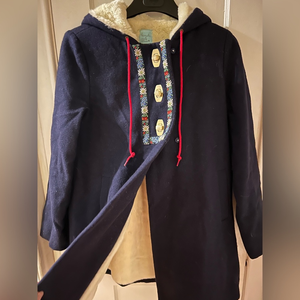 Kimchi & Blue Navy Pea Coat with Floral Embroidery - Picture 11 of 11